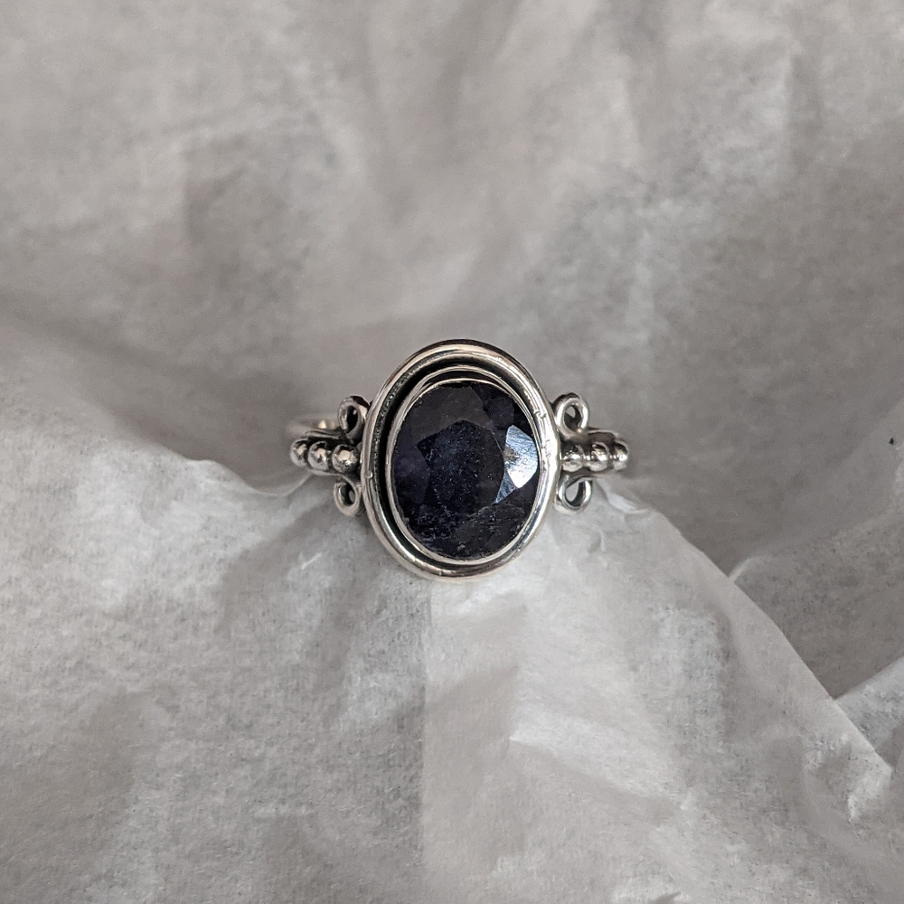 SOLD! Natural Blue Sapphire, 925 Silver ring, size 8 - Picture 2 of 10